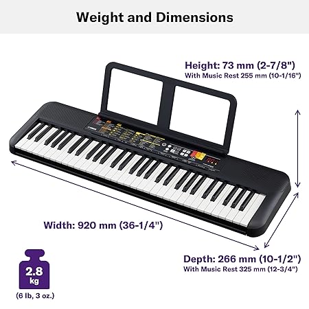Yamaha 61 keys Portable Keyboard PSR-F52 Weight & Dimensions